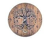 Signes Grimalt Orologio in MDF con albero della vita, tonalità legno naturale scuro e bilanciere, diametro 58 cm