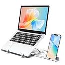 TEUMI Laptop Stand for Desk, 9 Angles Adjustable Ergonomic Computer Stand with Detachable Phone Holder, Aluminum Cooling Portable Laptop Riser Holder Compatible with MacBook Pro Air Up to 15.6''
