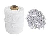 Urban Moon Candle Wick Thread Cotton Roll 200 Feet with 100 Piece Wick Sustainer for DIY & All Types of Candles Making