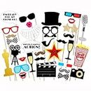 LASLU Movie Hollywood Party Photo Booth Props Kit 33 Count for Over 6 Years Old