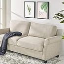Zinus Josh Loveseat Sofa Couch - 2-seater Sofa 143x77x84 - Traditional design with Rounded Arms - Beige