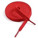 VSUDO 115 cm Double Layer Flat Red Shoe Laces for Trainers, 8mm Wide Red Laces for Trainers, Red Trainers Laces, Sneakers Red Shoe Laces for Women or Men (1Pair-Red-115cm)