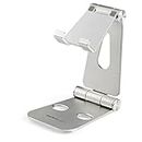StarTech.com Phone and Tablet Stand - Foldable Universal Mobile Device Holder for Smartphones & Tablets - Adjustable Multi-Angle Ergonomic Cell Phone Stand for Desk - Portable - Silver (USPTLSTND)