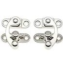 1 Pair Antique Hook Hasp Latch Left Right Mini Swing Arm Clasp Latch Vintage Style Zinc Alloy Hook Latch with Mounting Screws [FDXGYH,Silver]