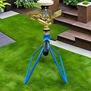 RedBuild Automatic 360 Degree Rotating Brass Sprinkler with Stand | Heavy Duty Head |Water Sprinkler Irrigation System for Lawn and Garden | Planting Beds | Garden Sprayer Sprinkler for Agriculture