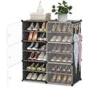 HOMCENT Meuble Chaussure, Porte - chaussures avec porte, armoire à chaussures extensible pour chaussures, bottes, pantoufles (2x6 couches) (Noir)