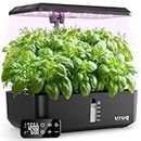 Hydroponics Growing System Indoor Garden: URUQ 12 Pods Indoor Gardening System with Remote Control LED Grow Light Height Adjustable Quiet Plants Germination Kit - Gardening Gifts for Women Black