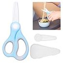 Kare & Kind Ceramic Baby Food Scissors - Blue - With Dust Cover and Storage Case - Cut Baby Food Easily - Ideal for Noodles, Meat, Chicken, Veggies and Fruits (Blue - 1 Pack)