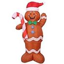 pintoc 1.5M Inflable Navidad Gingerbread Snow Man LED DecoracióN Sostenga un de Dulce DecoracióN para el Hogar al Aire Libre Enchufe de la UE