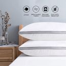 Set of 2 Breathable Cotton Pillows Hotel Down-Alternative Bed Pillows Queen King