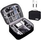 OrgaWise Large Travel Cable Organizer Bag Electronics Accessories Case Travel electronic bag Two-Layer for iPad Mini, Kindle, Hard Drives, Cables, Chargers-Black (Two-layer-Black)