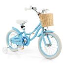 16-Inch Kids Bike with Training Wheels and Adjustable Handlebar Seat-Blue - Col