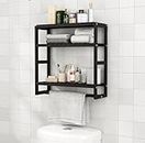 Galood Over The Toilet Storage Bathroom Storage Shelves Organizer Adjustable 3 Tiers Floating Shelves for Wall Mounted with Hanging Rod (Black)