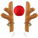 Emerge Car Reindeer Antlers and Reindeer Nose- Christmas Decorations Jingle Bell Reindeer Car Kit- for Window Top and Front Grill- Pack of 3- Christmas Reindeer Vehicle Costume