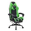 Play haha.Gaming chair Office chair Swivel chair Computer chair Work chair Desk chair Ergonomic Chair Racing chair Leather chair Video game chairs (Green,With footrest)