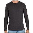 MERIWOOL Mens Base Layer - 100% Merino Wool Midweight Long Sleeve Thermal Shirt, Charcoal Gray, Small
