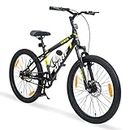 VESCO 24-T Drift Cycle for Big Kid's MTB Mountain Bike | Dual Disk Brake & Front Suspension Single Speed Bicycle for Boys and Girls | 16 inches Frame | Ideal for 9-14 Years (Black)
