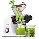 SiFENE Juicer Machines, Dual Feed Chute Cold Press Juicer, Compact Slow Masticating Juice Extractor Maker, Easy to Clean, Quiet Motor & Anti-Clog Function, BPA Free (White)