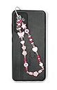Heddz Pink Acrylic Heart Beads Phone Lanyard Strap | Handmade Acrylic Beaded Phone Charm | Phone Cords And Crossby Strings | Beaded Phone Case Chains And Lanyards