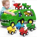 Juguetes de autos para niños pequeños HEGUD para 1 2 3 4 5 años niño, 5 en 1 verde dinosaurio