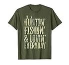Hunting Fishing Loving Every Day Shirt, Fathers Day Camo Camiseta