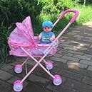 Beeneey New Baby Play Set Mini House Stroller Trolley with Doll for Kids Girls (Multicolor)