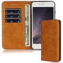 iPhone 6 Plus Wallet Case / 6S Plus Case with Card Holder Slot FROLAN Premium PU Leather Strong Magnetic Flip Folio Drop Protection Shockproof Cover for iPhone 6 Plus / 6S Plus 5.5 inch (Light Brown)