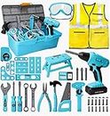 LOYO Kids Tool Set 50 Pcs Kids Construction Toys with Vest, Tool Box with Electric Drill Toy, Pretend Play Kids Toys for Boys Age 3 4 5 6 Years Old