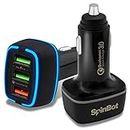 SpinBot ChargeUp 3 Ports 30W Quick Charge 3.0 Car Charger Fast Charging (Without Cable)