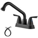 Aolemi Utility Laundry Sink Faucet,4 Inch Centerest Laundry Faucets for Utility Sink,Laundry & Utility Room Sink Faucet,with Swivel Spout and 3/4" Threaded End,2 Arc Handles,Matte Black