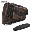 TOURBON Leather Recoil Pad Rifle Cheek Rest Riser Gun Stock Protector Ammo Pouch