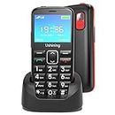 Ushining Mobile Phone for Elderly People, Mobile Phone with Large Buttons, High Volume, SOS Function, Charging Station, Hearing Aids, Compatibility - Black