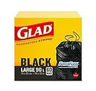 Glad Black Garbage Bags - Large 90 Litres - ForceFlex, Drawstring, 60 Trash Bags, Made in Canada of Global Components