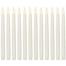 WYZworks Set of 12, 11" LED Flameless Ivory Real Wax Taper Flickering Candles Lights, Battery Operated Candlesticks for Holiday Christmas Valentine Menorah Candelabra Home Wedding Window Décor