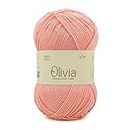 Ganga Olivia Double Knit Yarn Supersoft Knitting Pink Peach colour wool ball, Hand Knitting and Crochet Yarn. Oekotex Class 1 Certified. Pack of 2 Balls - 100gms Each. For Craft, baby wear, blankets, ponchos mufflers, caps,needle crochet hook thread.. ;