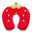 WDOPEN Travel Pillow for Kids,Neck Support U-Shape for Pain Relief, for Home Office Camping Travelling Airplane Car Train (Strawberry)