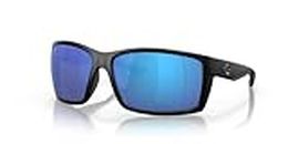Costa Del Mar Men's Reefton Rectangular Sunglasses, Blackout/Blue Mirrored Polarized-580g, 64 mm