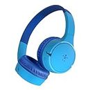 Belkin Wireless On-Ear Kids Headphones with Mic, Safe Sound Limit, 30 Hours Playtime, 30 Feet Wireless Bluetooth Range - Blue