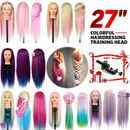 27IN Human Hair Training Head Salon Hairdressing Practice Styling Mannequin Doll