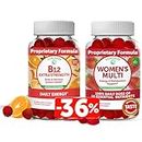 Lunakai Vitamin B12 and Women's Multivitamin Gummies Bundle - Non-GMO & Vegan Supplement for Energy Support and Bone Health - 100% Daily Value of 16 Essential Vitamins and Minerals - 30 Days Supply