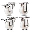 Small Furniture Casters Swivel Plate Casters Mobile Trolley Casters 360 Degree Noiseless Wheels For Industrial Cabinet Racks 4-Pack White