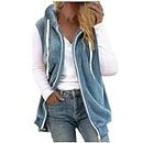 cyber sale monday deals Women Fleece Vest Tops Open Front Hoodie Jacket Sleeveless Sherpa Outerwear with Pockets Fall Vest Women with Hood Biggest Discount Deals of The Day