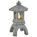 VP Home Pagoda Garden Statues Outdoor - 5.5"x4.25"x11" Solar Powered Statue Japanese Garden or Porch Decor - Polyresin Material Outdoor Zen Garden Lantern -Flickering LED Garden Light (Harmony Pagoda)