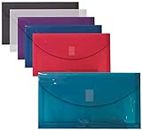Better Office Products 36 Plastic Envelopes, Reusable Poly Envelopes, No.10, 9.75 x 5.5 Inch, Assorted Colors, Transparent, Side Loading, with 1" Gusset for Extra Capacity, Hook and Loop Closure,