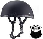 YMKJGZS Ultra-Thin Skull Cap Helmets, DOT Approved Low Profile Beanie German Motorcycle Half Helmet, Adult Men Women Half Shell Novelty Small Helmet for Vespa Chopper Moped Scooter (B,Large)