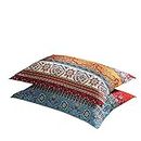 LELVA Boho Pillow Cases Set of 2 Piece Queen Standard Colorful Bohemian Striped Pillowshams 100% Cotton Brushed Pillow Covers Pillow Protectors 20" x 30" Pattern# 1