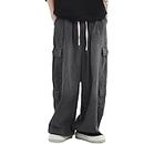 Grunge Emo Pants Y2K Jeans holgados Fairycore Ropa Acubi Fashion Denim Cargo Pantalones deportivos para mujer Ropa gótica Alt, Gris, 3X-Large