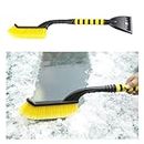 Dickno 26 Inch Snow Brush and Detachable Ice Scraper, No Scratch Car Snow Removal Tool with Comfortable Foam Grip, Universal Vehicle Winter Scraper Accessories for All Cars (Yellow & Black)