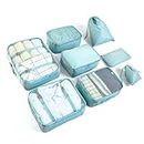 BillyBath Packing cubes Suitcase Organiser Set, 8 Pieces Clothes Bags Shoe Travel Cube Cosmetic for Suitcases Teal