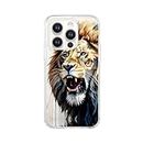 Art and Beyond Cell Phone Case for iPhone 7, 8, X, XS, XR, 11, 12, 14, 15 Standard to Plus/Pro Max Sizes Beautiful Lion Animal Roaring Lion Up Close on Blue Watercolor Lions Animals Design Slim Cover